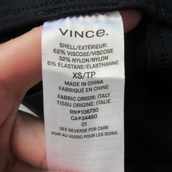 Vince High Rise Slim Fit Pull-On Ponte Pants Women XS Black Viscose Blend 326 - Picture 5 of 12
